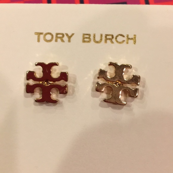 ❤️TORY BURCH LOGO STUD EARRINGS ❤️ - Picture 4 of 5